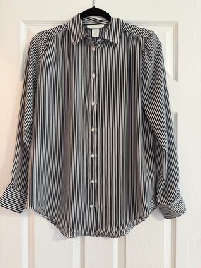 H&M Black and White Vertical Stripe Blouse